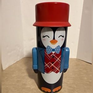 Harry and David Collectible Penguin in Suit Empty 9 1/2 inch Tin Container